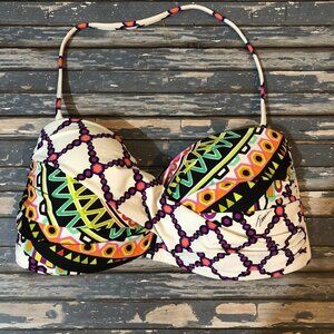 Trina Turk Kon Tiki White Twist Bandeau Swimsuit Bikini Top Size 8